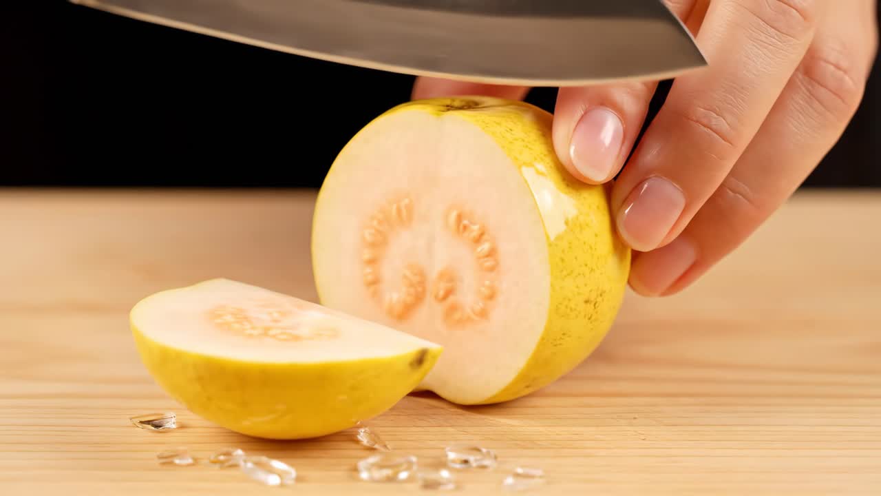 Cutting a Yellow Fruit