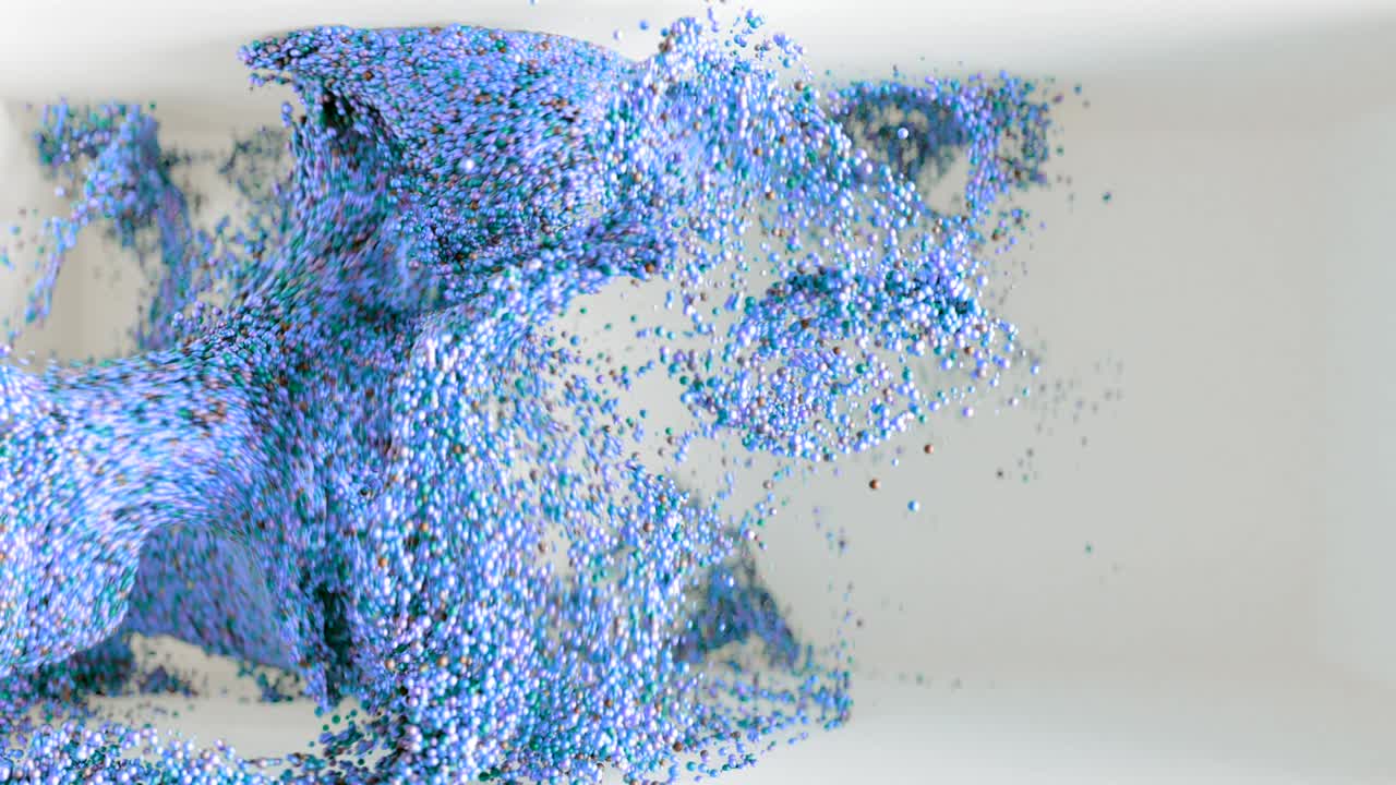 4k의 추상적인 입자 구는 빈 방을 채니다.