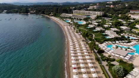 famous beach in dassia corfu island greece aerial view