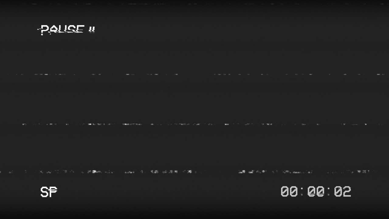 Retro VHS Tape Pause Screen with Static and Glitches