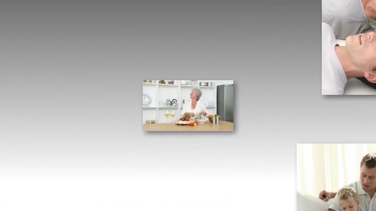 montaje de abuelos alegres relajándose con su familia