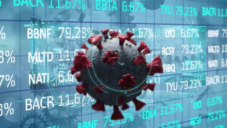 Animación-Del-Procesamiento-De-Datos-Financieros-Y-Célula-Del-Virus-Covid-19