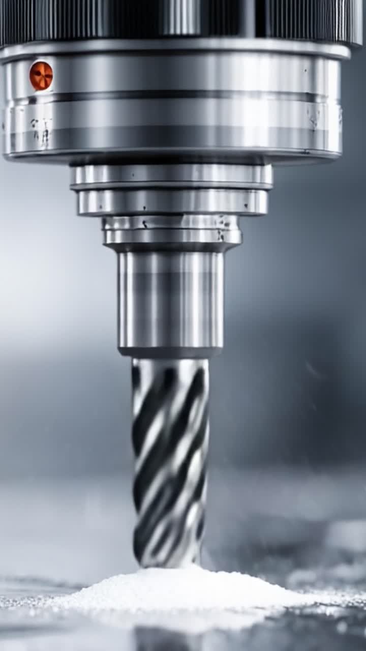 Processo di lavorazione di precisione: primo piano di un utensile di fresatura CNC che taglia il materiale con liquido refrigerante per prestazioni ed efficienza ottimali.