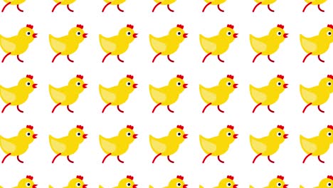 seamless loop pattern with cartoon animated chickens. 4k background