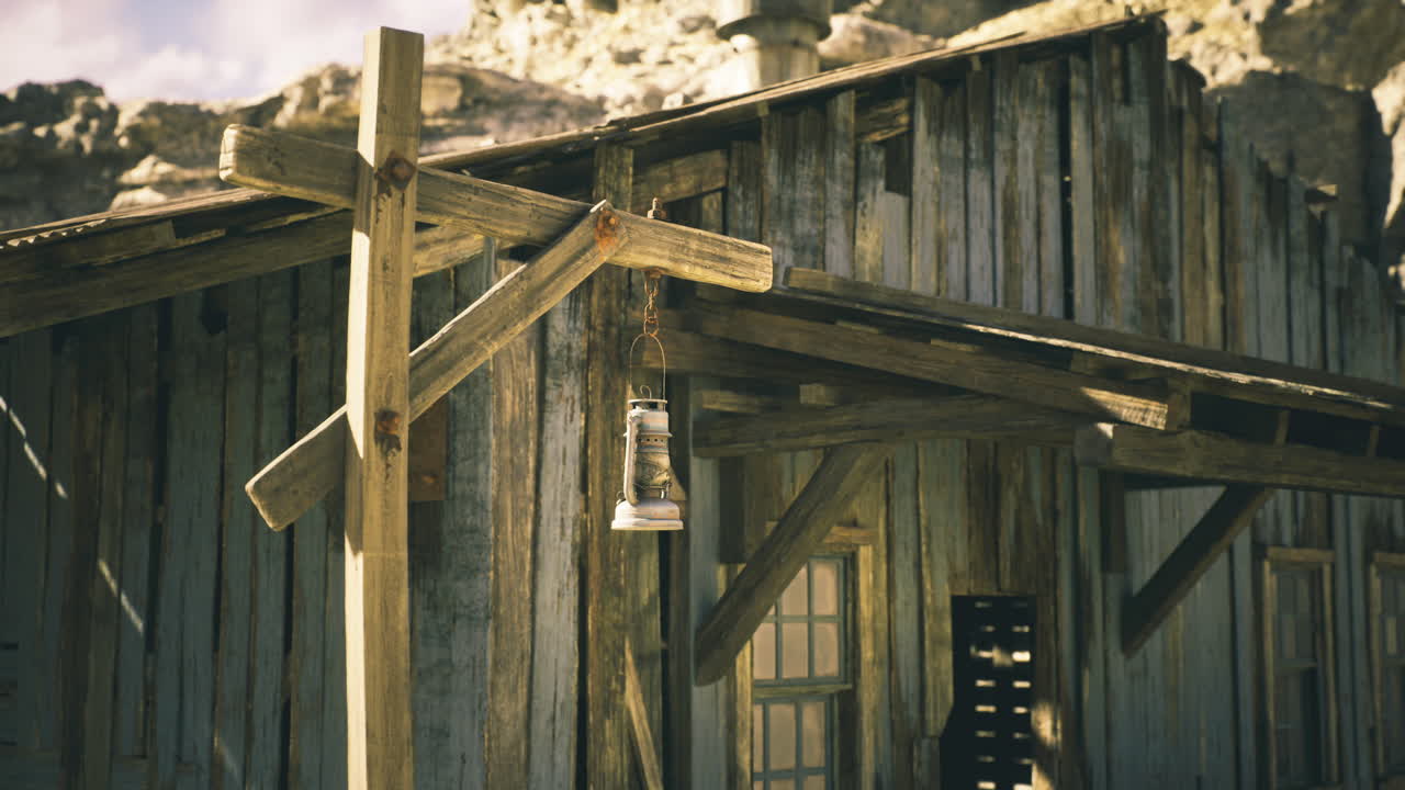 Old wooden building with a rustic bell in a deserted location
