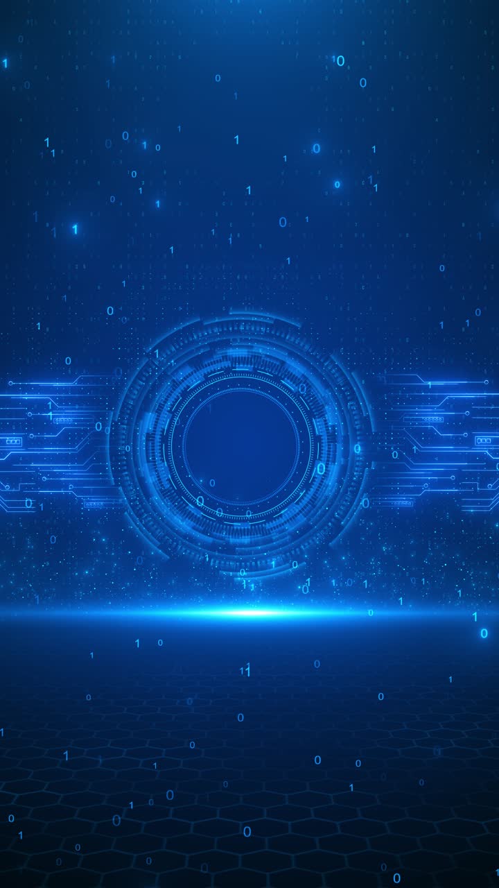 Tecnologia blu luminosa, cruscotto circuito HUD, animazione cruscotto digitale, nucleo circolare.