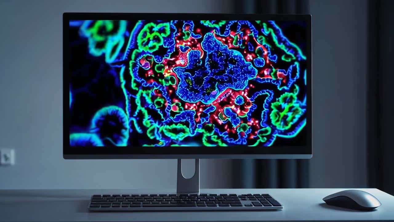 컴퓨터 모니터에서 추상적인 디자인