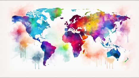 watercolor animation loop of world map