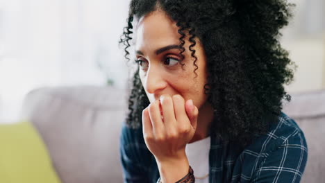 nails, biting and woman with anxiety