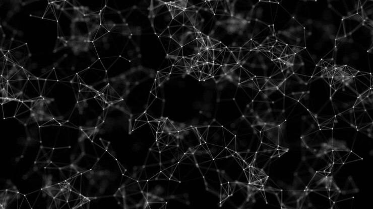 Rete astratta dinamica di punti e linee bianche