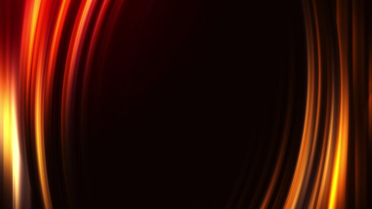 Golden animated circular frame with glowing flow. Red shades on a dark background with copy space. Looped motion graphics.