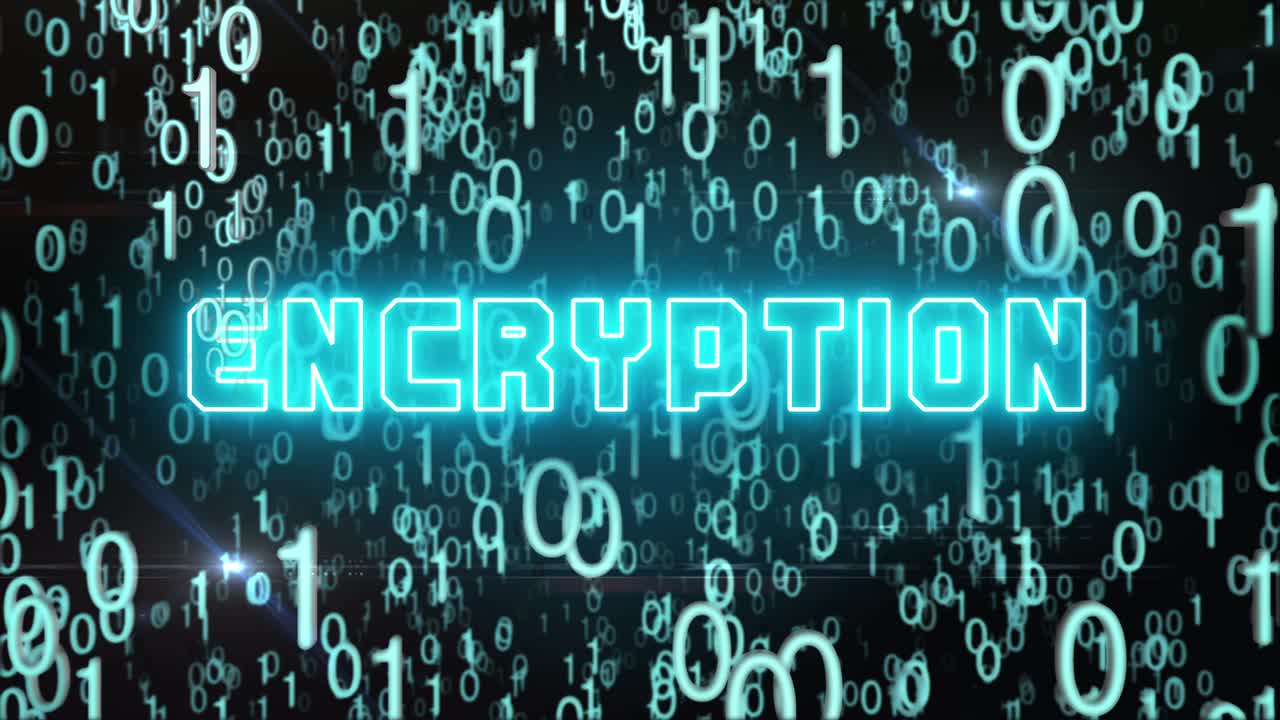 파란색 암호화 개념과 디지털 코드