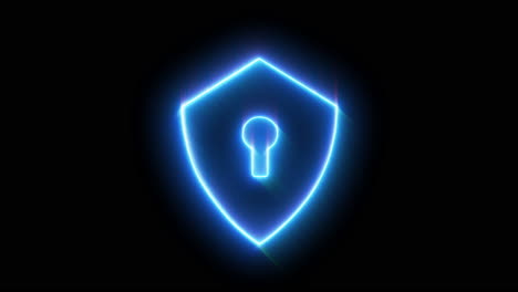 neon blue shield with lock graphic