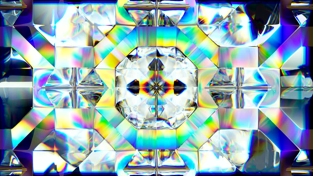 abstracción de caleidoscopio con textura de vidrio brillante y brillante que gira