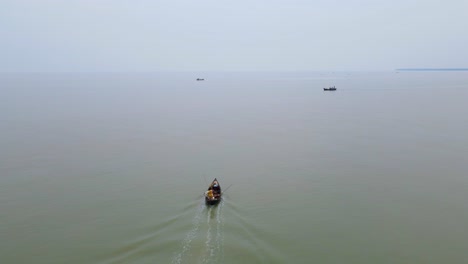 solitary fishing trawler on the bay of bengal in the indian ocean