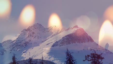 Animation-of-candles-over-winter-mountain-landscape