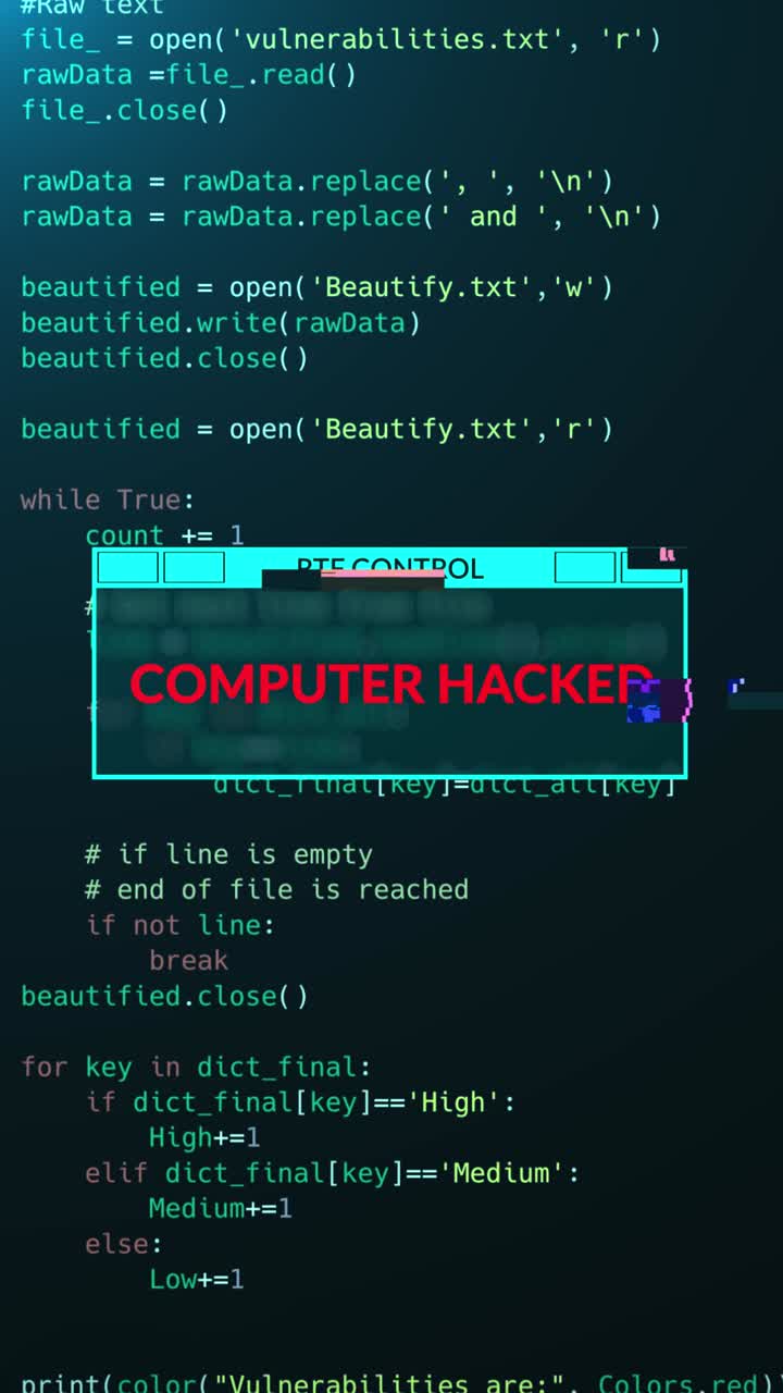 Computer Hacked Warning Message Displayed on Digital Code Screen