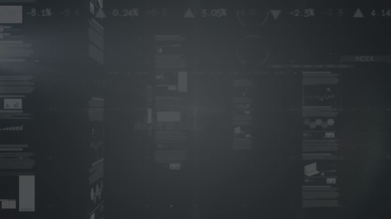 Animation of network of connections with statisticks over blue background