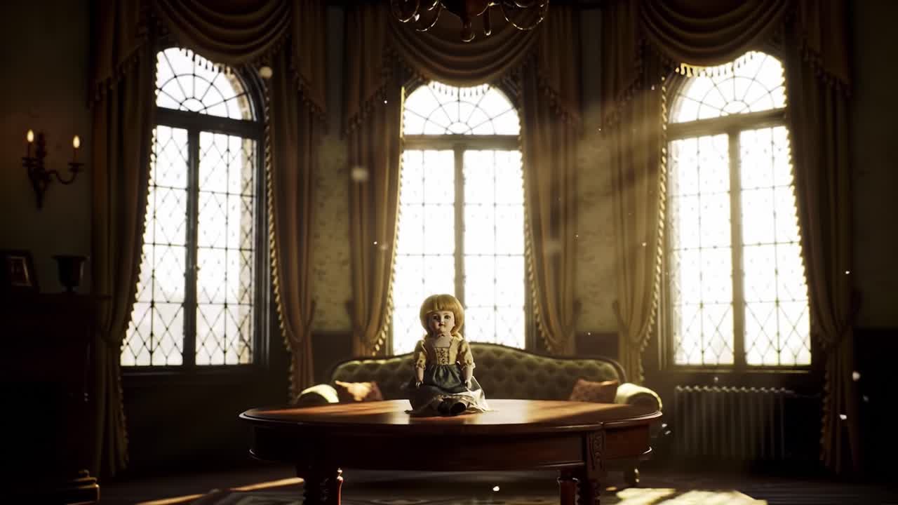 Antique Doll in a Grand Room