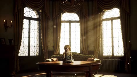 antique doll in a grand room