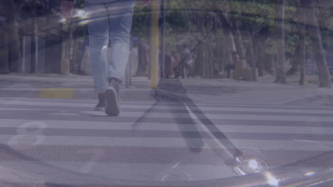 animación del reloj moviéndose sobre el hombre de negocios caucásico caminando