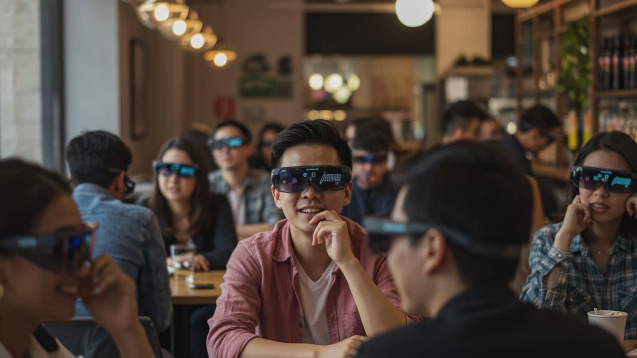 Engaging Social Interaction in a Modern Cafe Environment Enhanced by Innovative Technology and Unique Experiences Featuring Participants with Smart Glasses