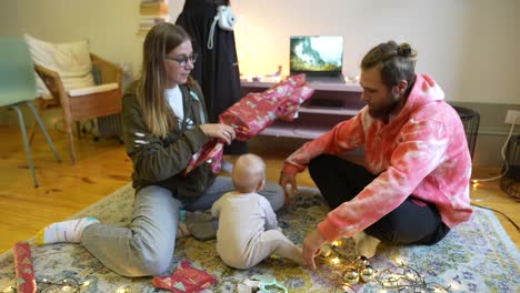 family christmas gift opening