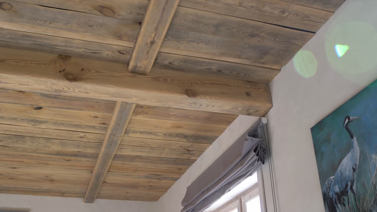 カメラ・ドリー・スライド天井の窓と壁にヘロンの絵が描かれています