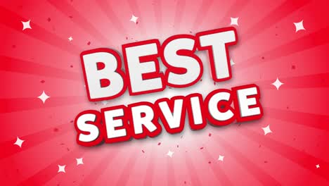 best service 3d text on red sparkling falling confetti background ad promotion discount offer sale