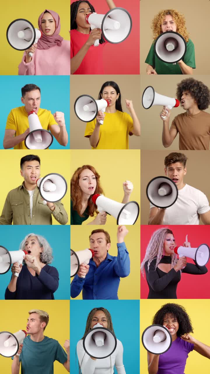 Diverse Group of People with Megaphones