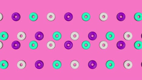 animación abstractamente colorida, el fondo de rosquillas brillantes. renderización en 3d