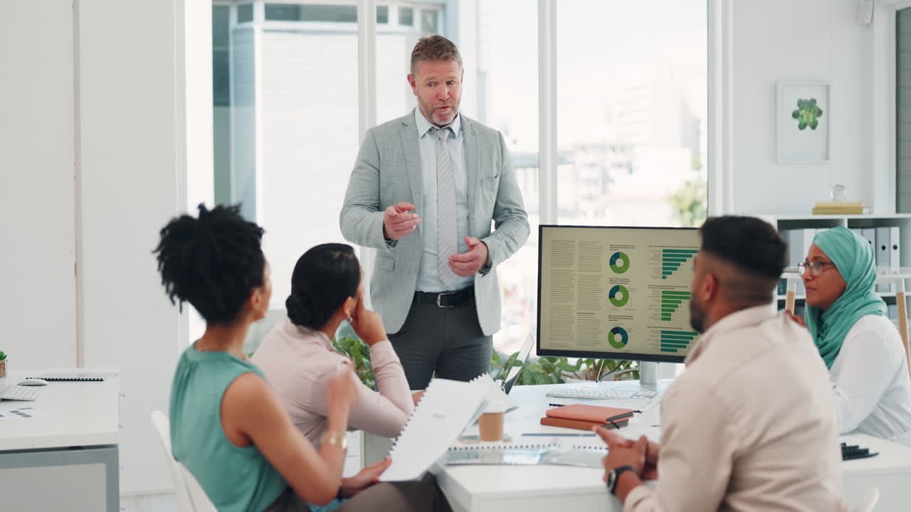 Presentation, meeting and business people planning