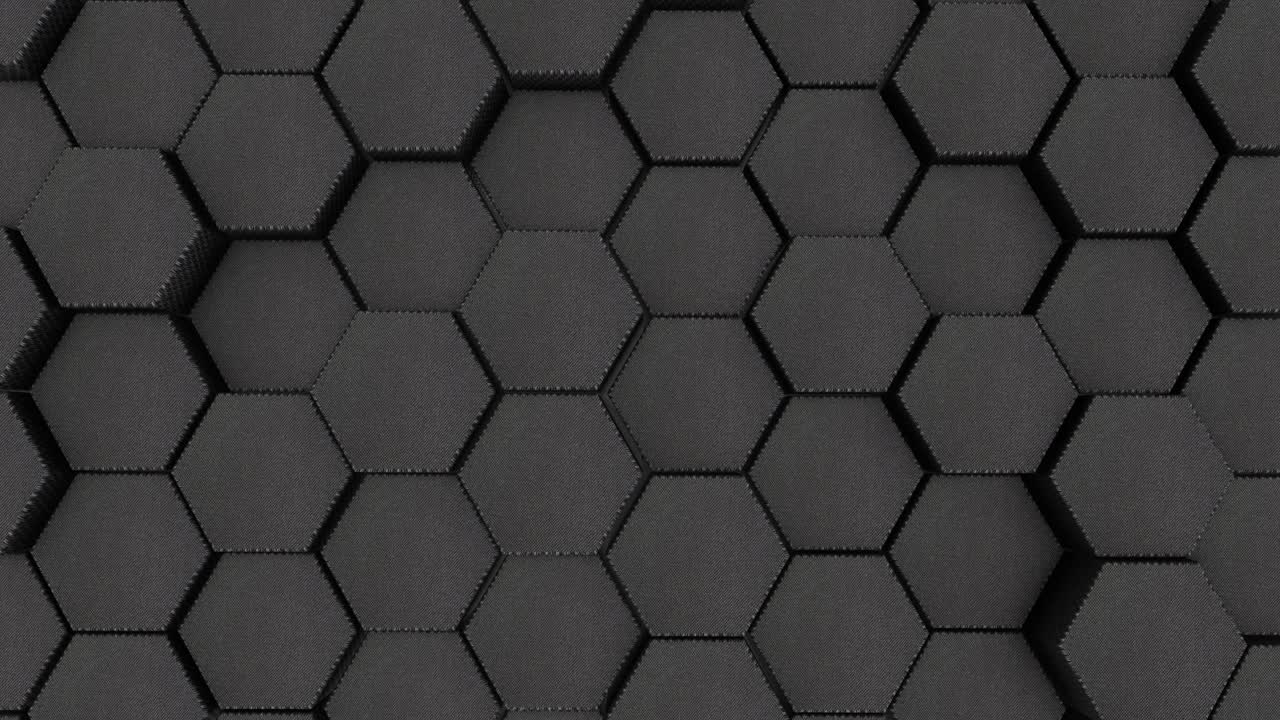 fondo de geometría hexagonal de tela abstracta. representación 3d de primitivas simples con seis ángulos en el frente