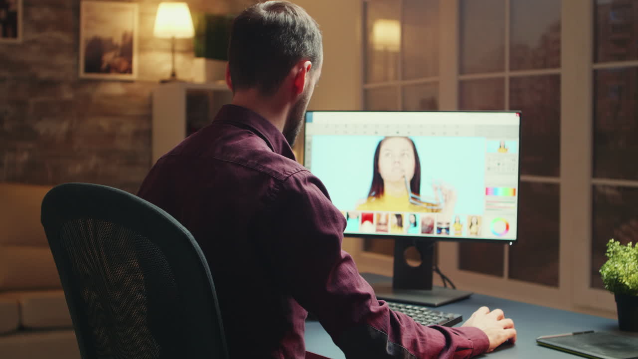 fotógrafo llegando a la oficina por la noche