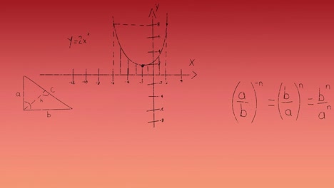 animation of mathematical data processing on red background