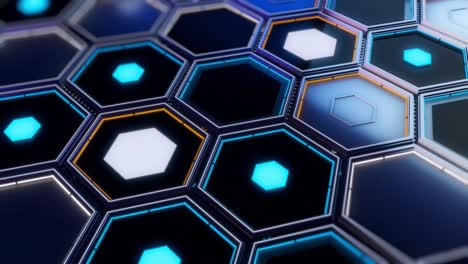 abstract geometric pattern with hexagons and glowing lights