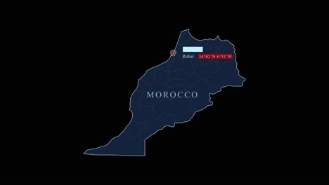 Morocco-blue-map-with-Rabat-capital-city-and-geographic-coordinates-on-black-background