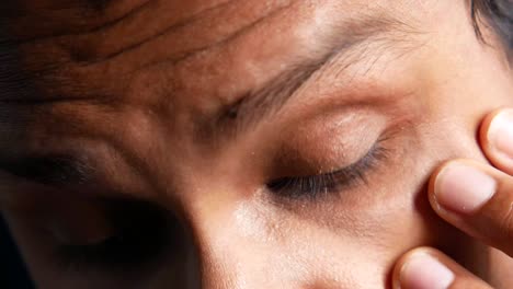 close-up of a person's face