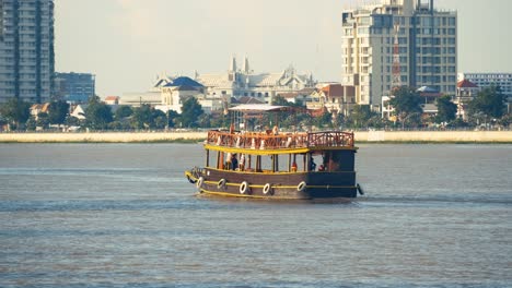 boat on the river in a city