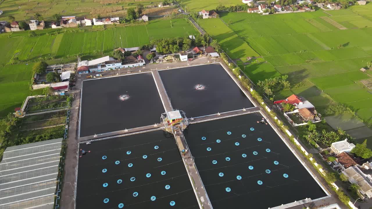 Aerial view wastewater treatment plant