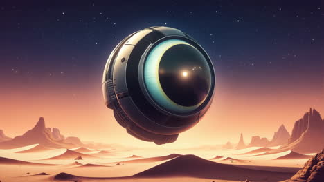 futuristic orb in a desert landscape