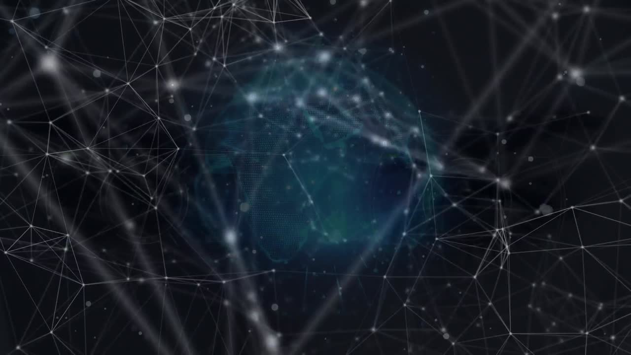 Animation of network of connections over dark background