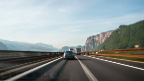 time lapse driver pov italy highway in dolomite