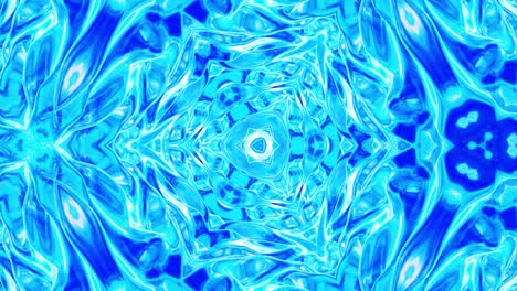patrón azul simétrico líquido como un caleidoscopio con ondas. 3d elegante bucle abstracto bg, estructura ondulada de vidrio líquido brillante con hermosos colores de gradiente. 4k
