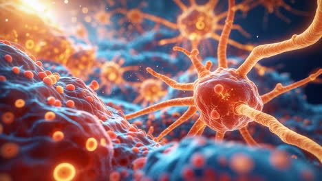 detailed microscopic view of neurons and neural connections