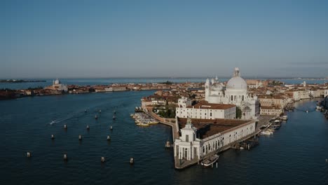 aerial view of punta della dogana in venice, italy