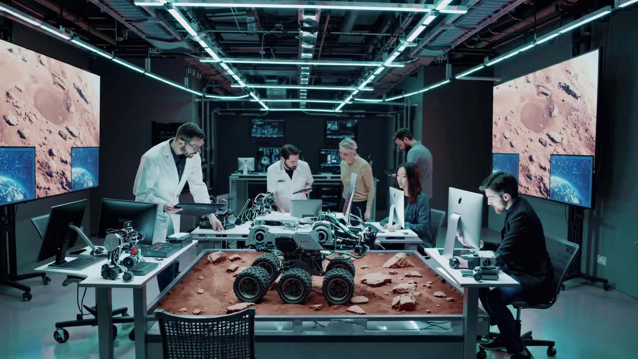 Mars Rover Development Team in a Simulated Space Lab