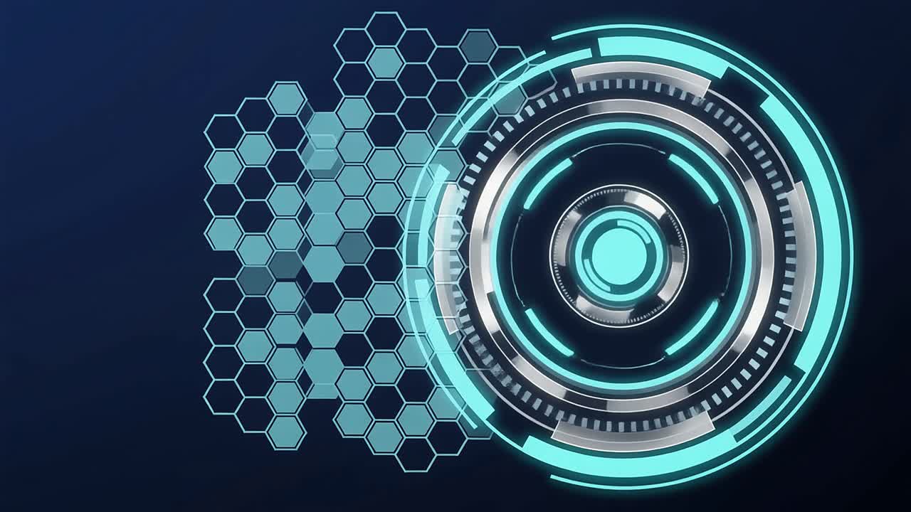 Animated Futuristic HUD Display with Hexagonal Pattern