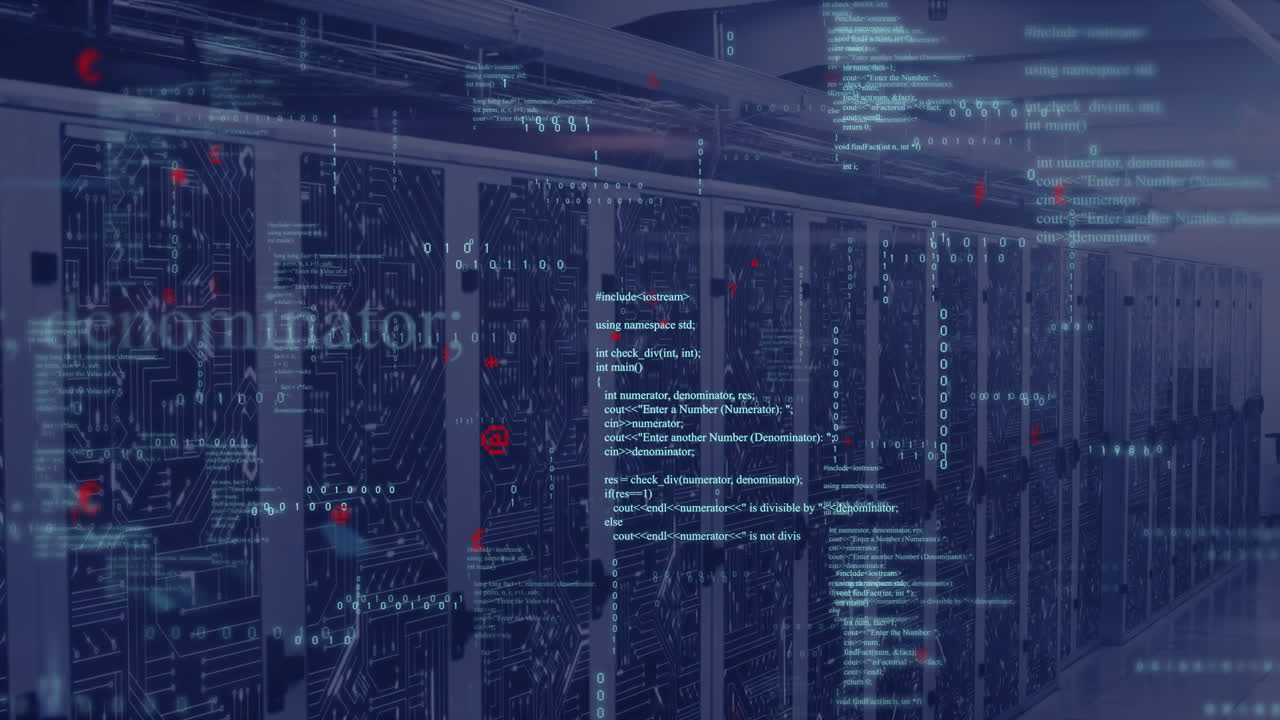 Animation of data processing over server room