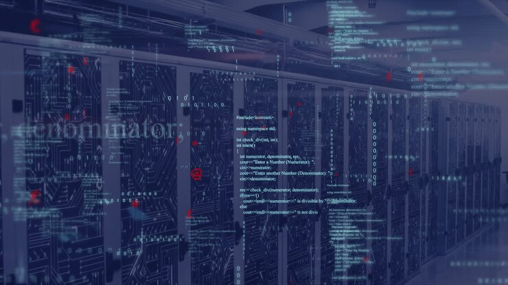 Animation of data processing over server room
